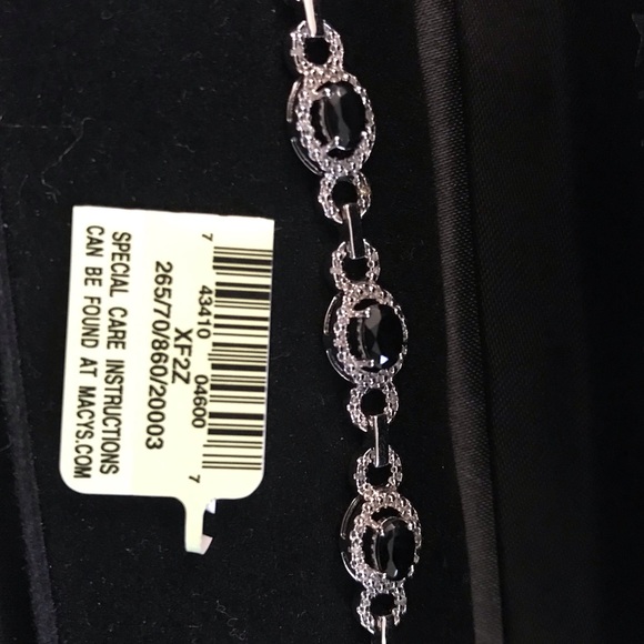 Sterling silver bracelet with black oval stones and diamonds, from Macy’s. - Picture 4 of 4